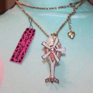 Nwtag: Helicopter Clear Crystal Necklace